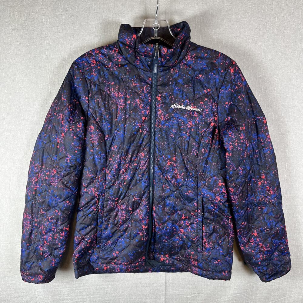 Eddie Bauer Lightweight Puffer Jacket Size Small Space Paint Dye Colorful Artsy